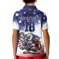 Custom USA Lacrosse Kid Polo Shirt American Eagle Mascot