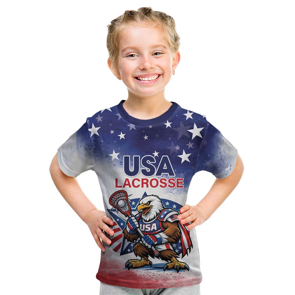 Custom USA Lacrosse Kid T Shirt American Eagle Mascot