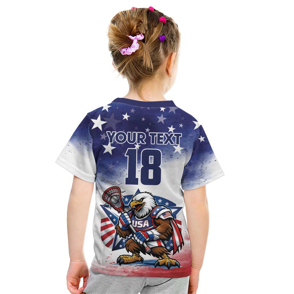 Custom USA Lacrosse Kid T Shirt American Eagle Mascot