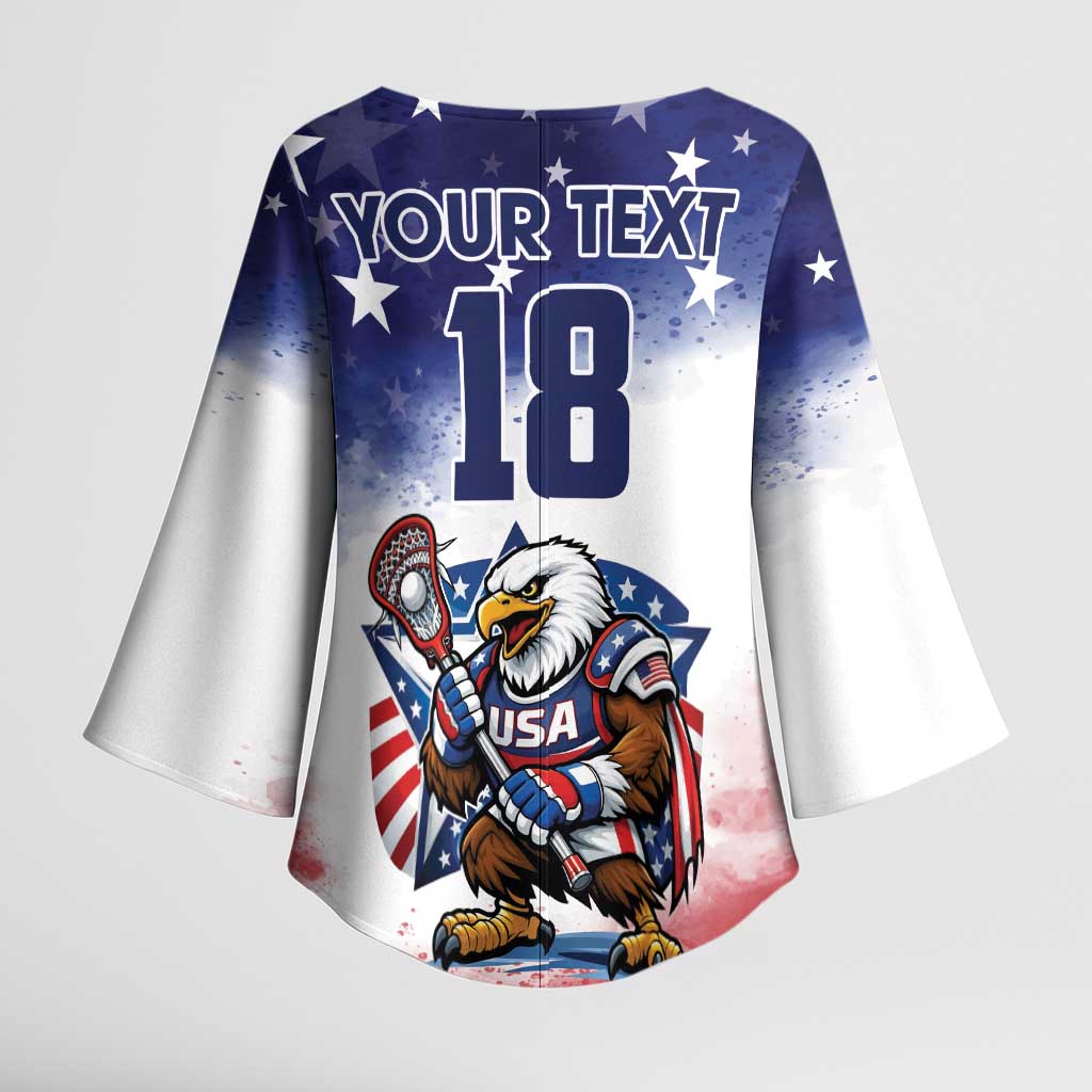 Custom USA Lacrosse Kimono Sleeve Blouse American Eagle Mascot