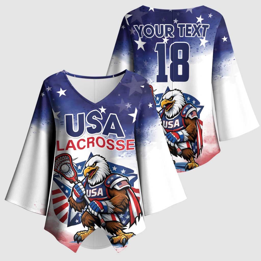 Custom USA Lacrosse Kimono Sleeve Blouse American Eagle Mascot