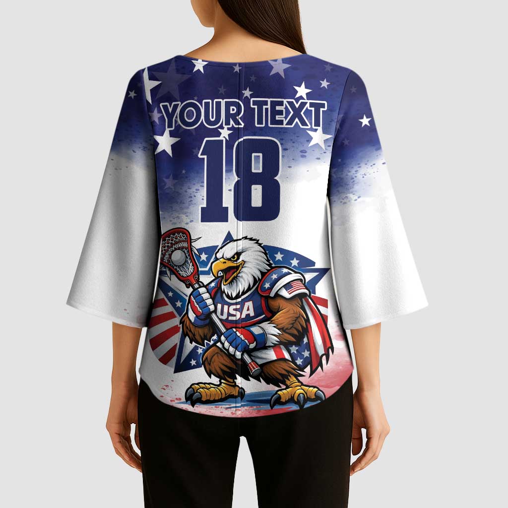 Custom USA Lacrosse Kimono Sleeve Blouse American Eagle Mascot