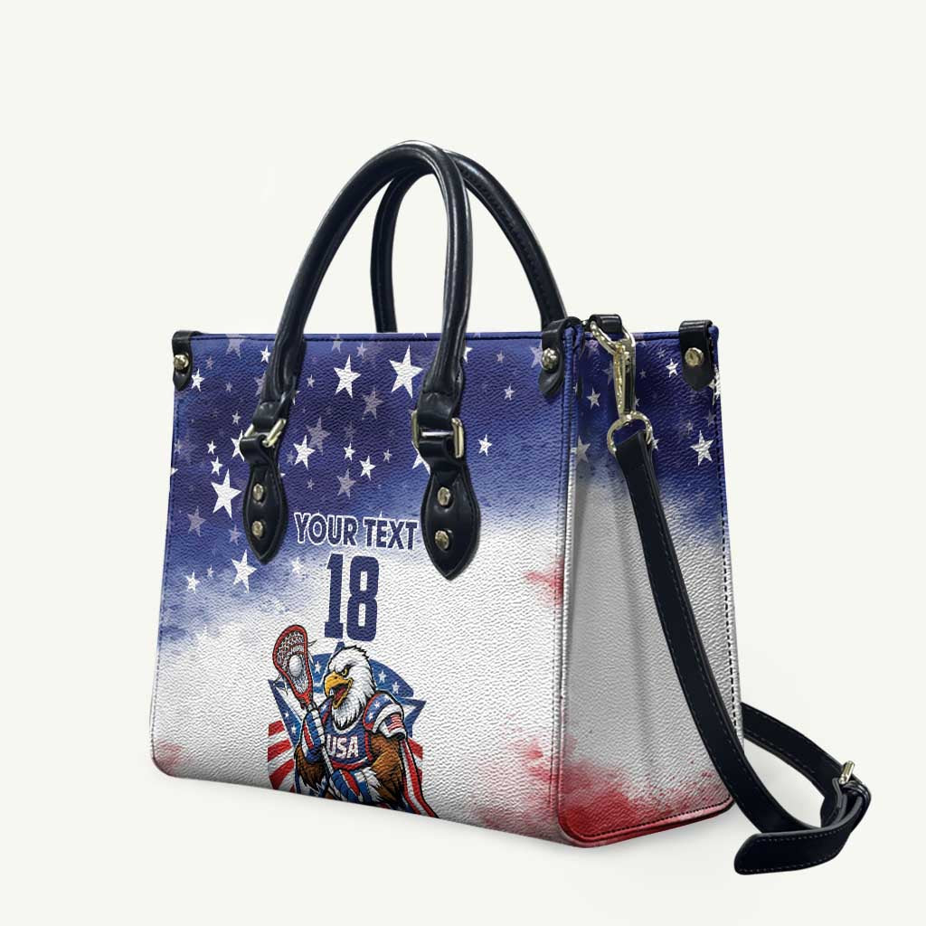 Custom USA Lacrosse Leather Bag American Eagle Mascot