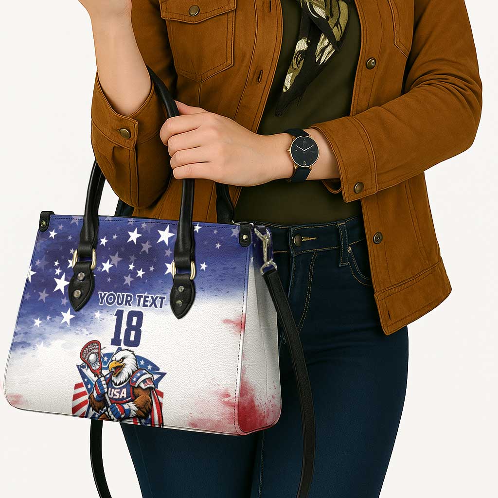 Custom USA Lacrosse Leather Bag American Eagle Mascot