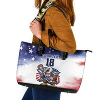 Custom USA Lacrosse Leather Tote Bag American Eagle Mascot