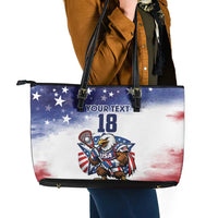 Custom USA Lacrosse Leather Tote Bag American Eagle Mascot