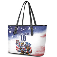 Custom USA Lacrosse Leather Tote Bag American Eagle Mascot
