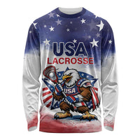 Custom USA Lacrosse Long Sleeve Shirt American Eagle Mascot