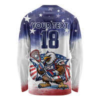 Custom USA Lacrosse Long Sleeve Shirt American Eagle Mascot