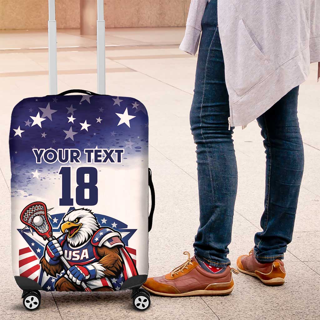 Custom USA Lacrosse Luggage Cover American Eagle Mascot