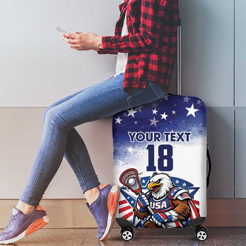 Custom USA Lacrosse Luggage Cover American Eagle Mascot