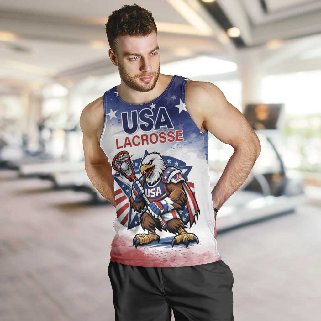 Custom USA Lacrosse Men Tank Top American Eagle Mascot