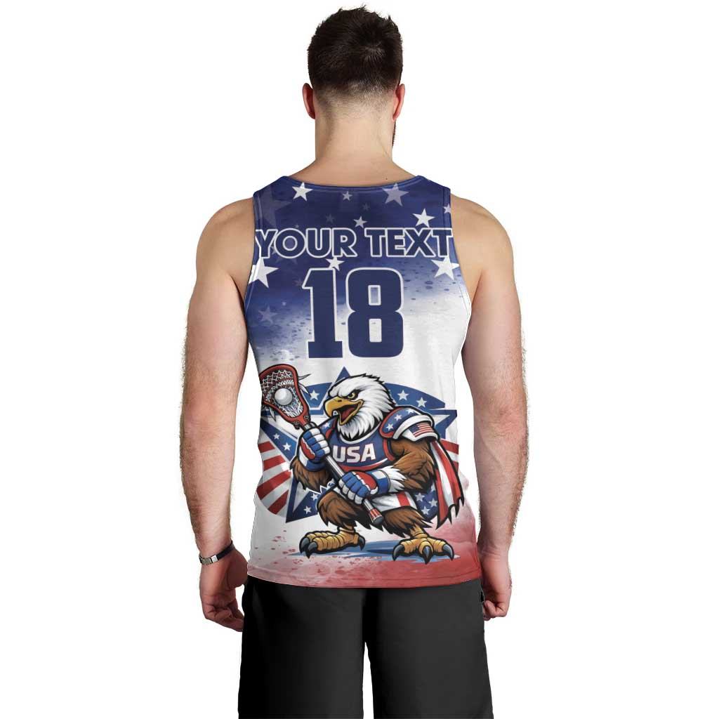 Custom USA Lacrosse Men Tank Top American Eagle Mascot