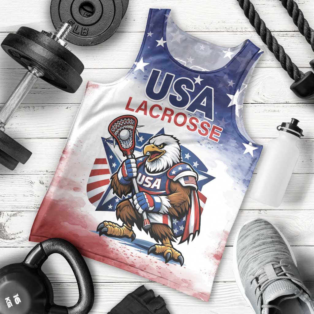 Custom USA Lacrosse Men Tank Top American Eagle Mascot