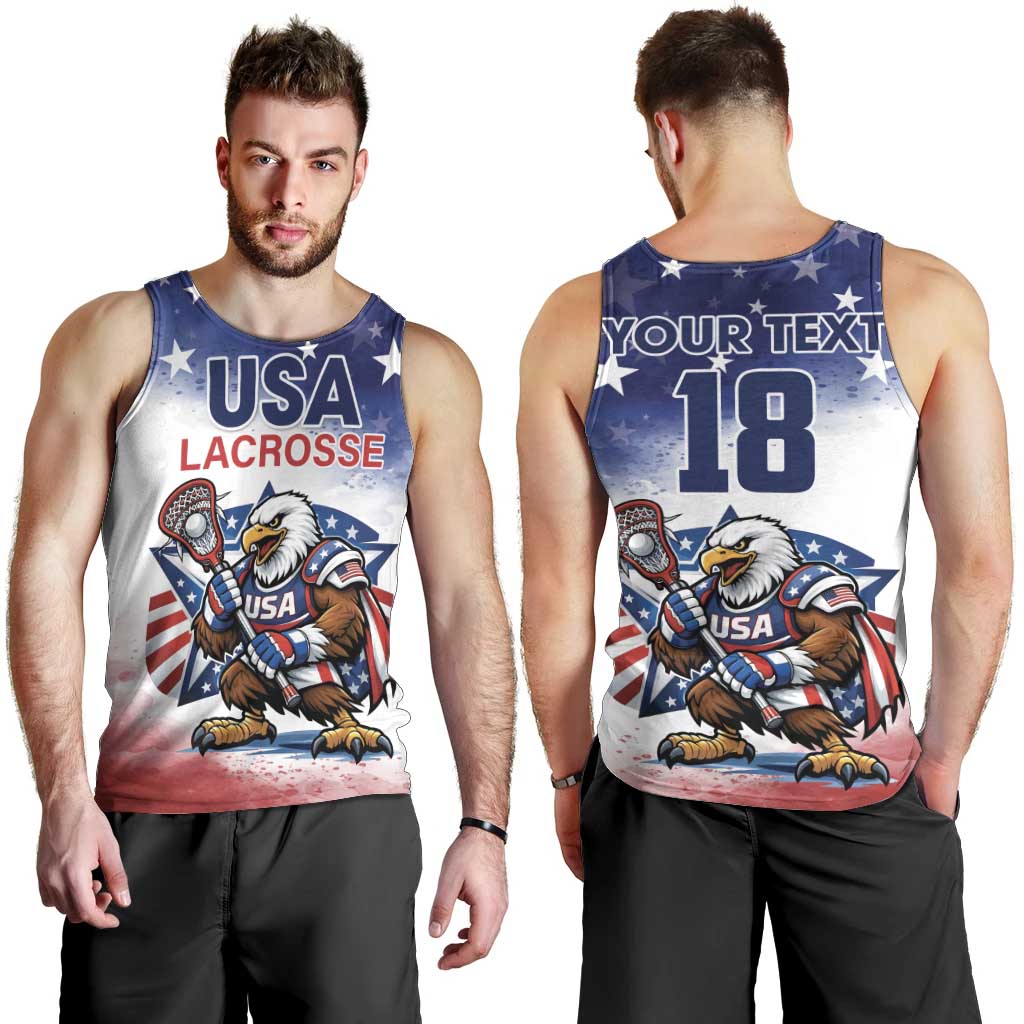 Custom USA Lacrosse Men Tank Top American Eagle Mascot