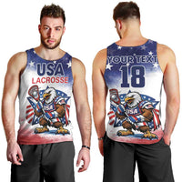 Custom USA Lacrosse Men Tank Top American Eagle Mascot