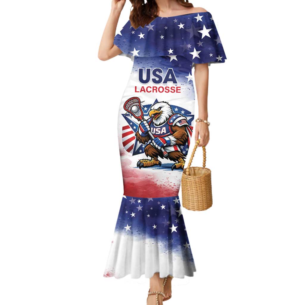 Custom USA Lacrosse Mermaid Dress American Eagle Mascot