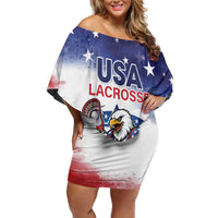 Custom USA Lacrosse Off Shoulder Short Dress American Eagle Mascot