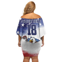 Custom USA Lacrosse Off Shoulder Short Dress American Eagle Mascot