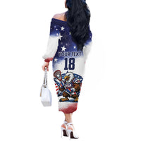 Custom USA Lacrosse Off The Shoulder Long Sleeve Dress American Eagle Mascot