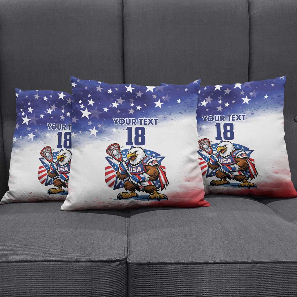 Custom USA Lacrosse Pillow Cover American Eagle Mascot