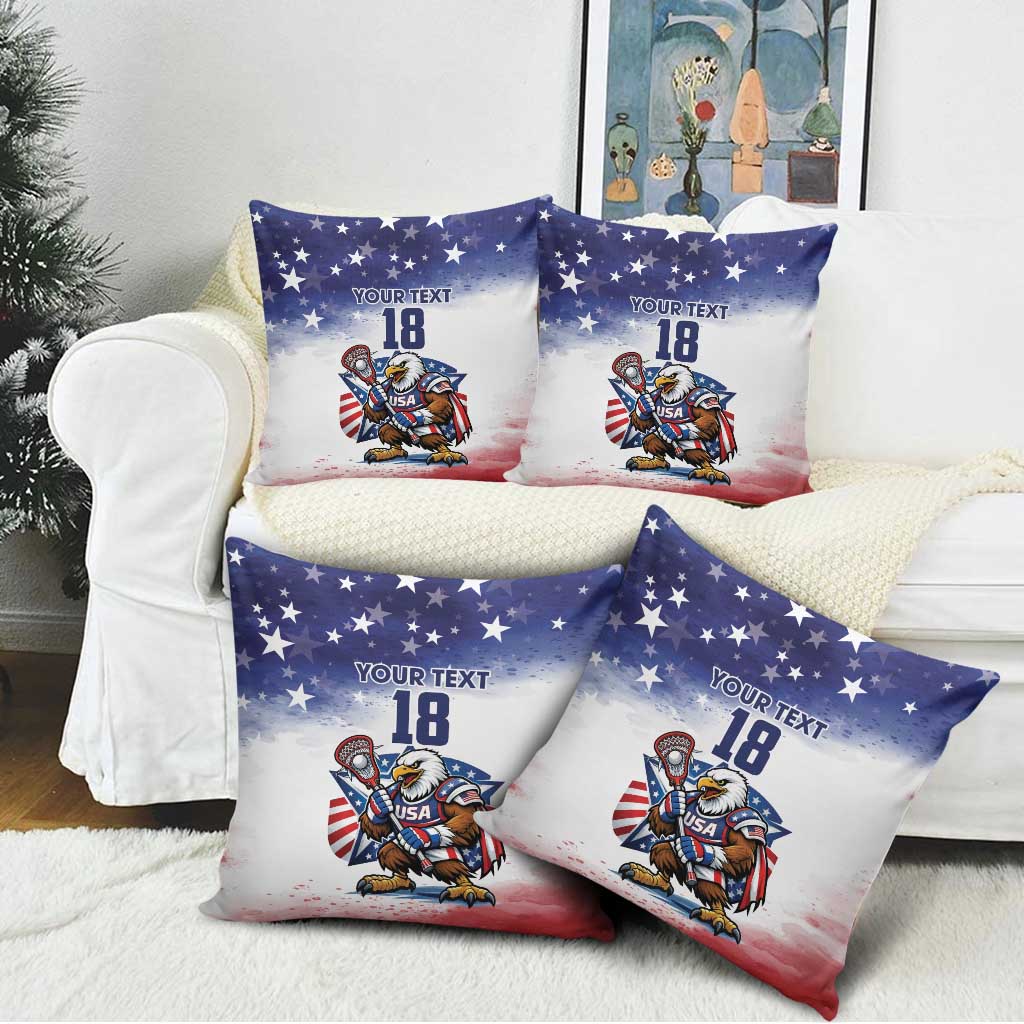Custom USA Lacrosse Pillow Cover American Eagle Mascot