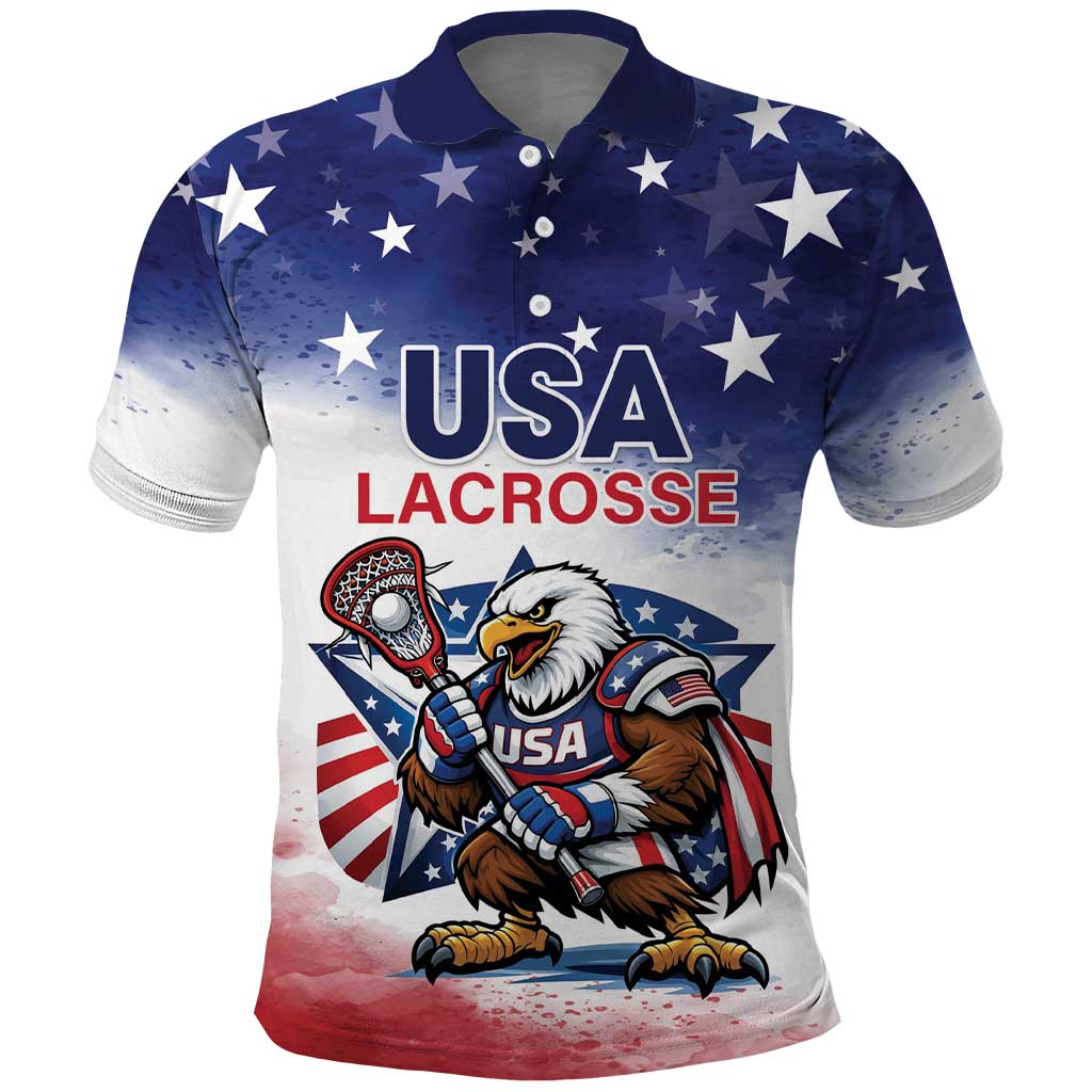 Custom USA Lacrosse Polo Shirt American Eagle Mascot