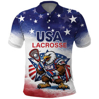 Custom USA Lacrosse Polo Shirt American Eagle Mascot