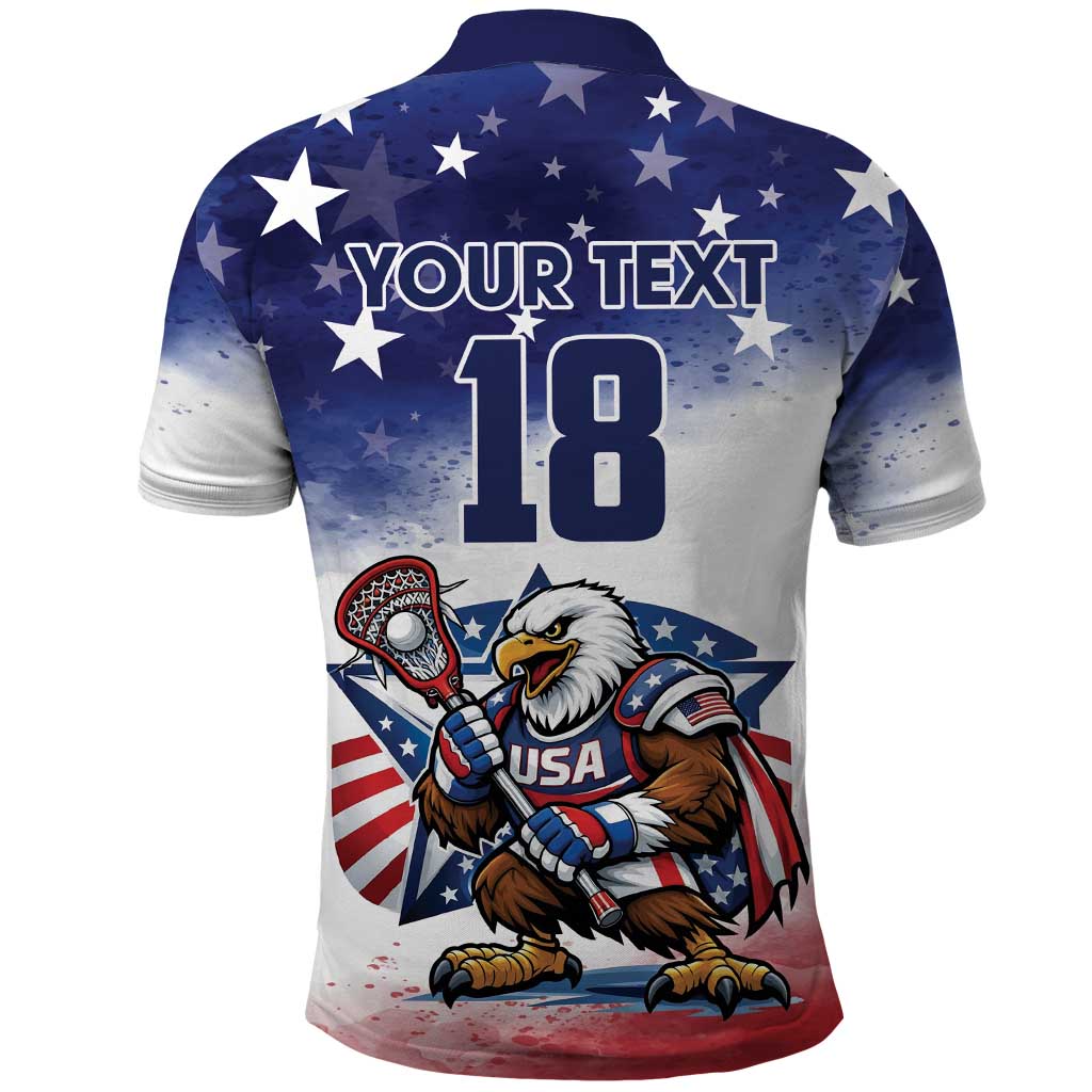 Custom USA Lacrosse Polo Shirt American Eagle Mascot