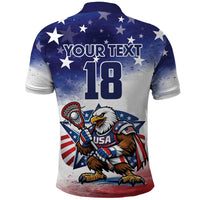 Custom USA Lacrosse Polo Shirt American Eagle Mascot