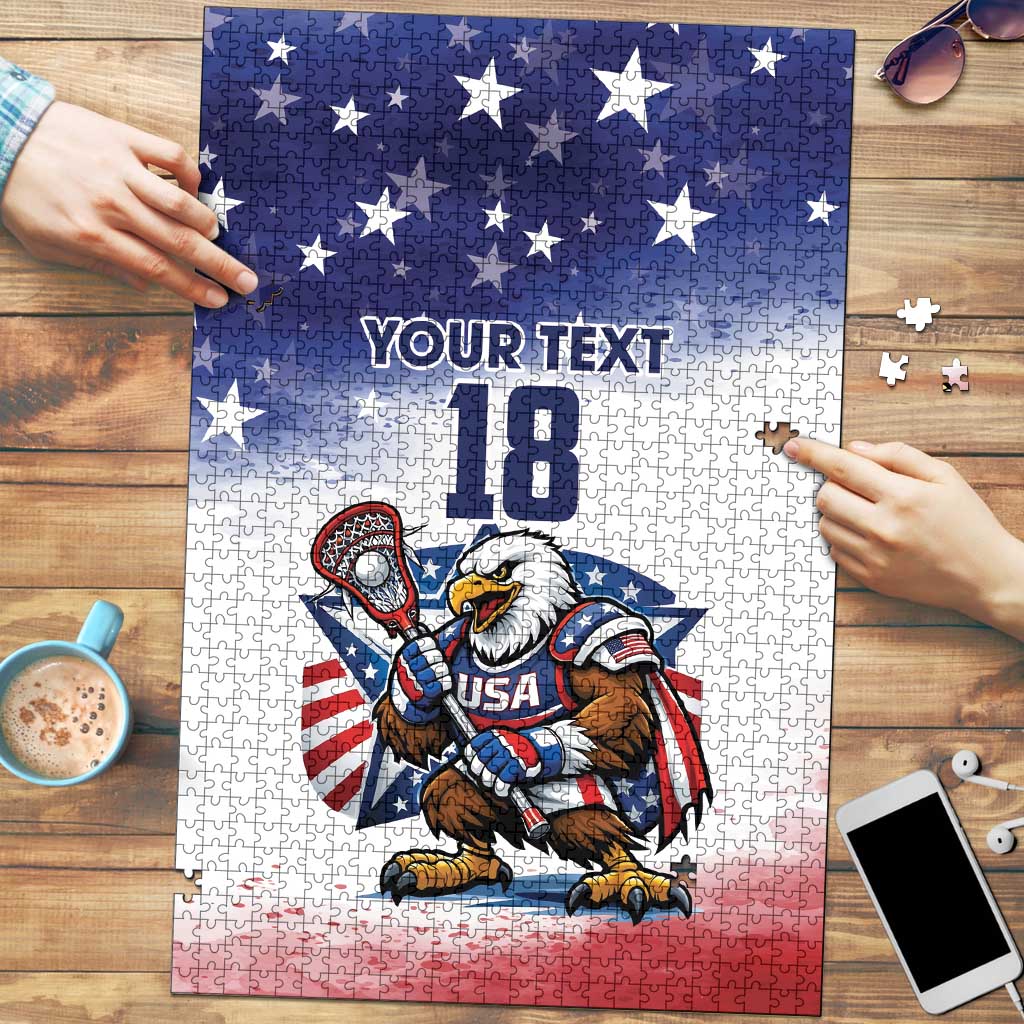 Custom USA Lacrosse Puzzle American Eagle Mascot