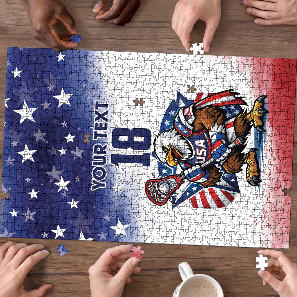 Custom USA Lacrosse Puzzle American Eagle Mascot