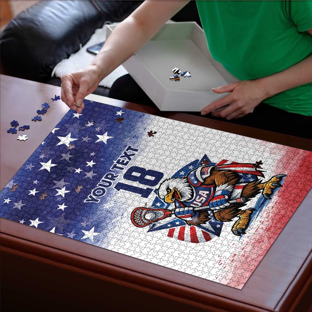 Custom USA Lacrosse Puzzle American Eagle Mascot