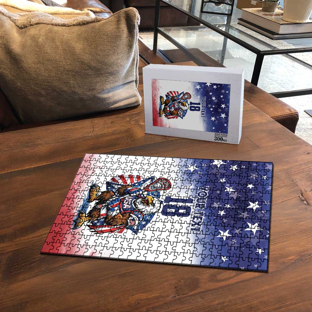 Custom USA Lacrosse Puzzle American Eagle Mascot