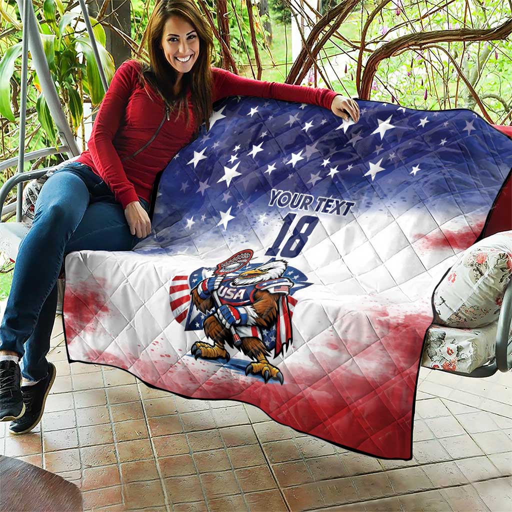 Custom USA Lacrosse Quilt American Eagle Mascot