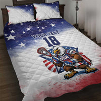 Custom USA Lacrosse Quilt Bed Set American Eagle Mascot