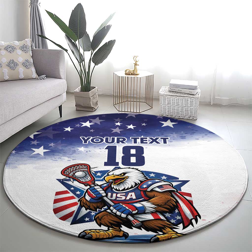 Custom USA Lacrosse Round Carpet American Eagle Mascot