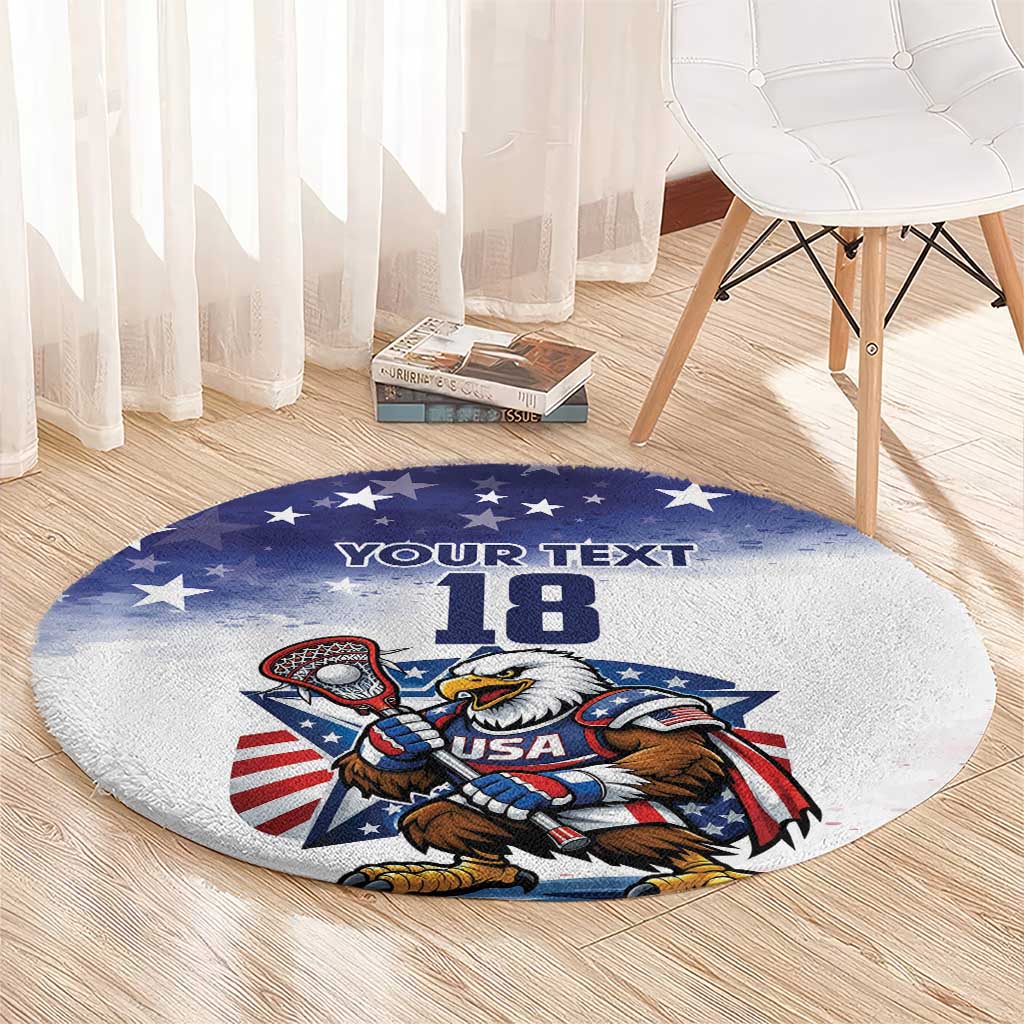Custom USA Lacrosse Round Carpet American Eagle Mascot