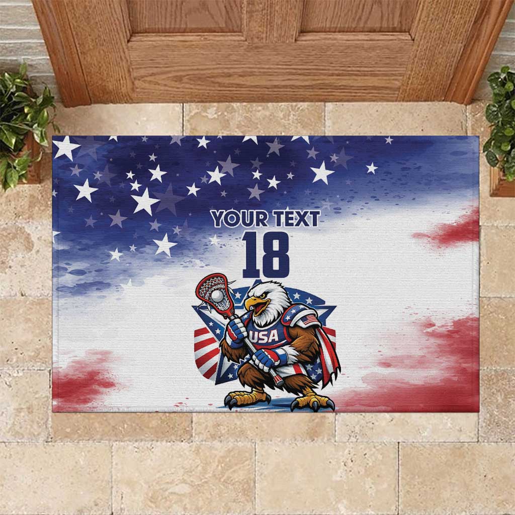 Custom USA Lacrosse Rubber Doormat American Eagle Mascot