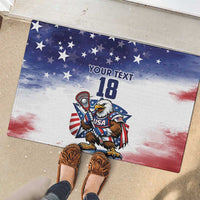 Custom USA Lacrosse Rubber Doormat American Eagle Mascot