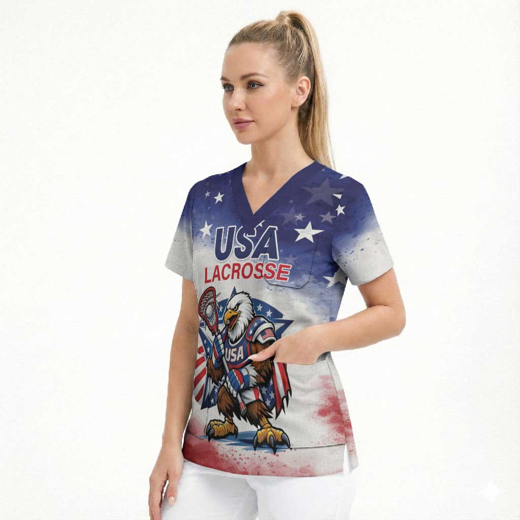 Custom USA Lacrosse Scrub Top American Eagle Mascot