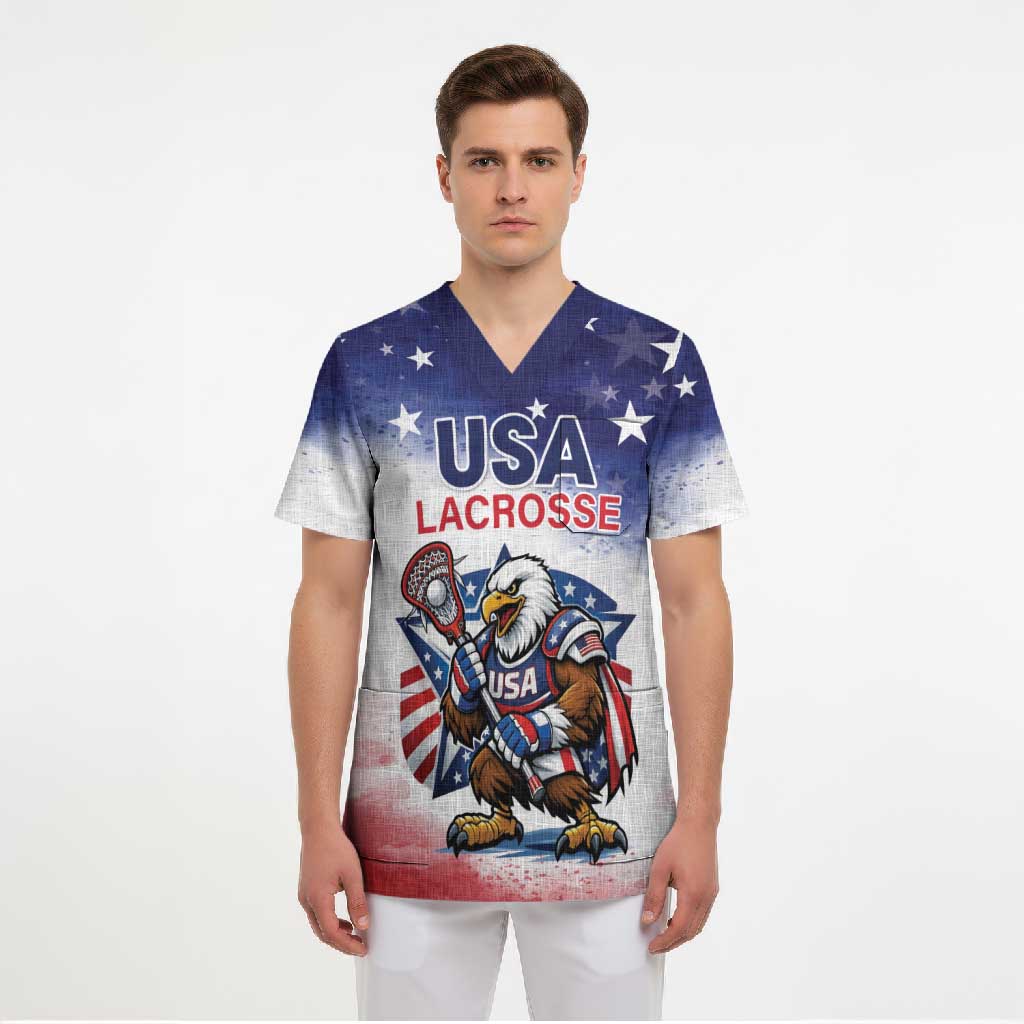 Custom USA Lacrosse Scrub Top American Eagle Mascot
