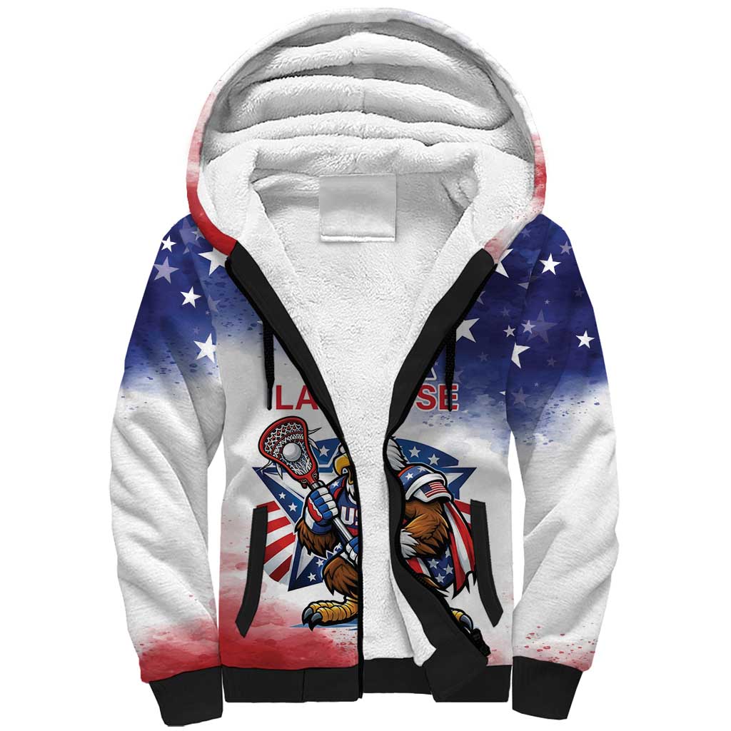 Custom USA Lacrosse Sherpa Hoodie American Eagle Mascot