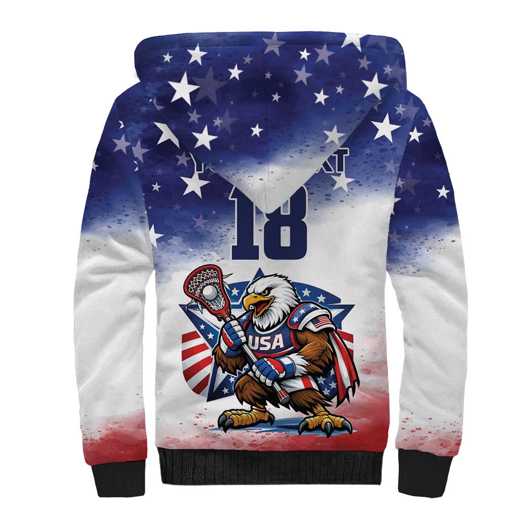 Custom USA Lacrosse Sherpa Hoodie American Eagle Mascot