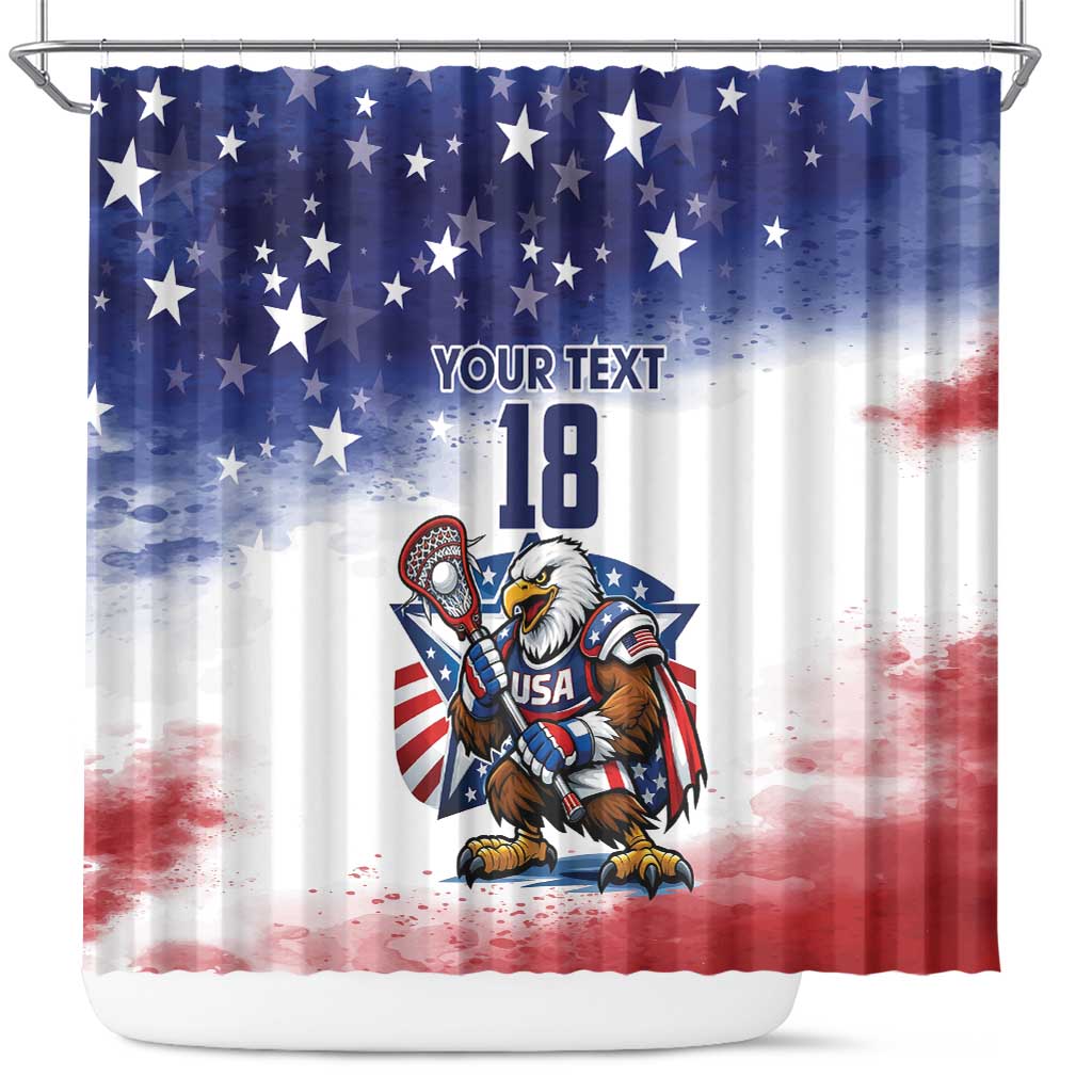 Custom USA Lacrosse Shower Curtain American Eagle Mascot
