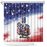 Custom USA Lacrosse Shower Curtain American Eagle Mascot