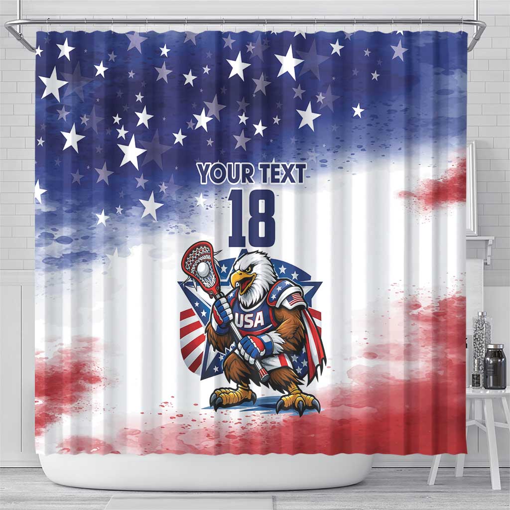 Custom USA Lacrosse Shower Curtain American Eagle Mascot