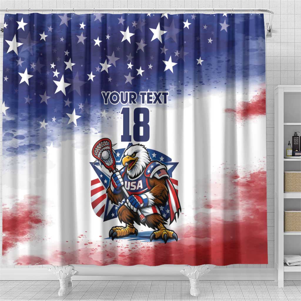 Custom USA Lacrosse Shower Curtain American Eagle Mascot