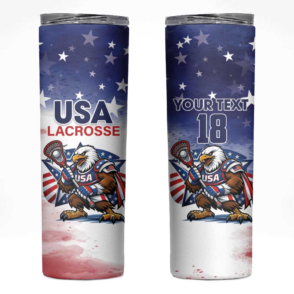 Custom USA Lacrosse Skinny Tumbler American Eagle Mascot
