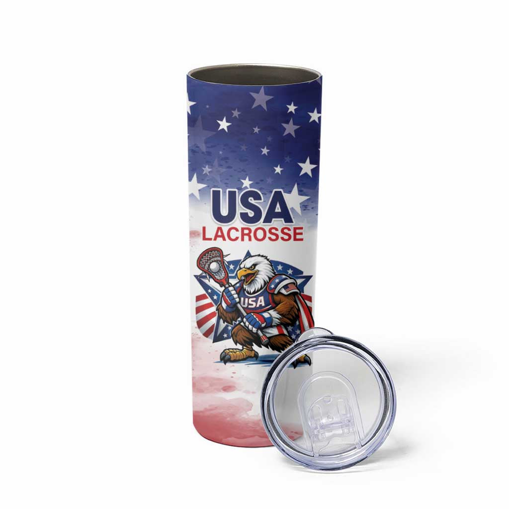 Custom USA Lacrosse Skinny Tumbler American Eagle Mascot